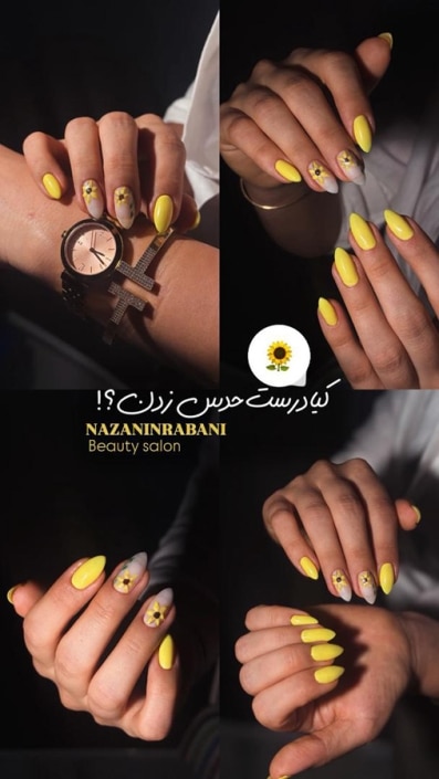 کاشت ناخن رنگ زرد