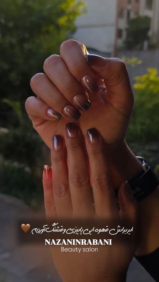کاشت ناخن رنگ قهوه ای